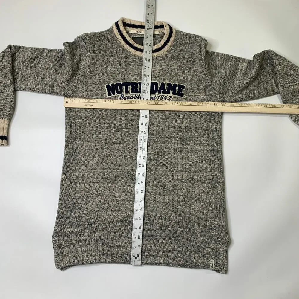 Notre Dame‎ Fighting Irish Sweater Mens L Large Textured Knit Cotton Renu Bruzer
